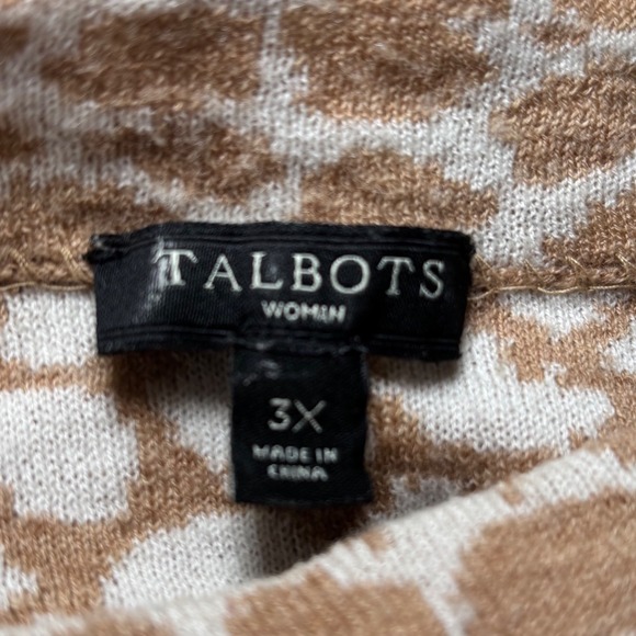 Talbots Beige Cheetah Leopard Animal Print Sweater 3X‎ Plus Wool Cotton Blend - Picture 4 of 8